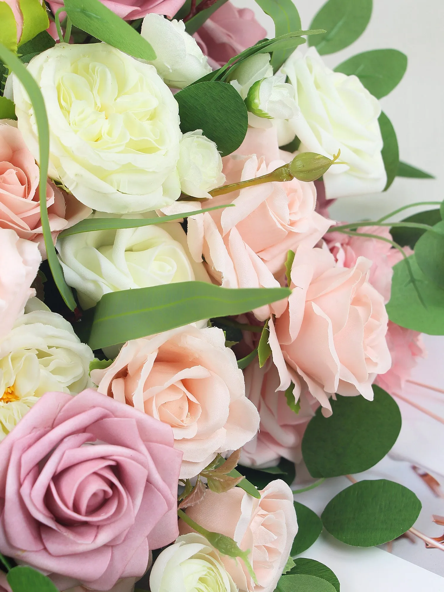 12.5 inch wide Pink & Dusty Rose Bridal Bouquet