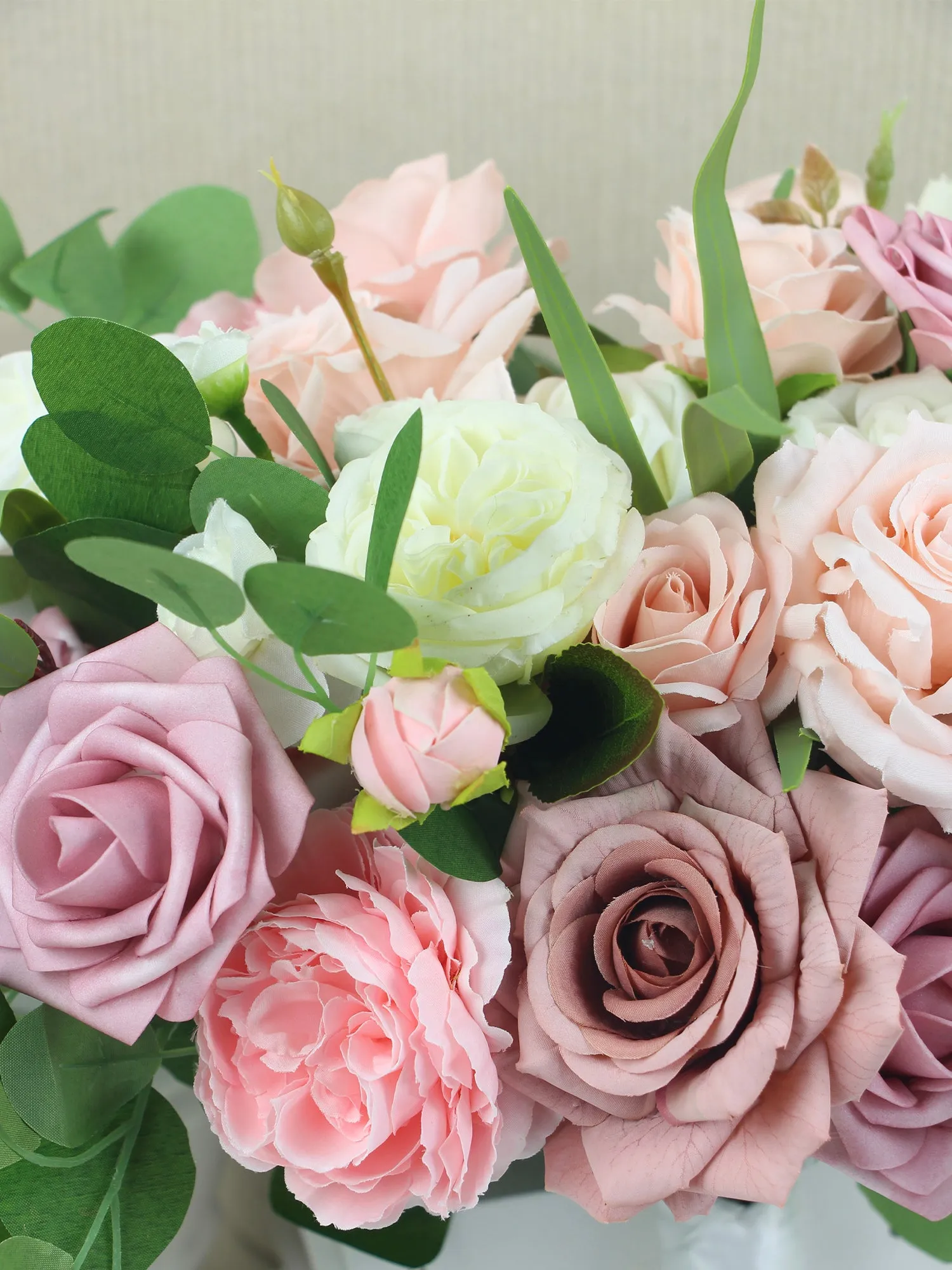 12.5 inch wide Pink & Dusty Rose Bridal Bouquet