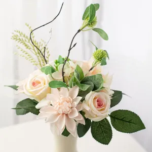12" Rose Hydrangea Dahlia Bundle: Blush