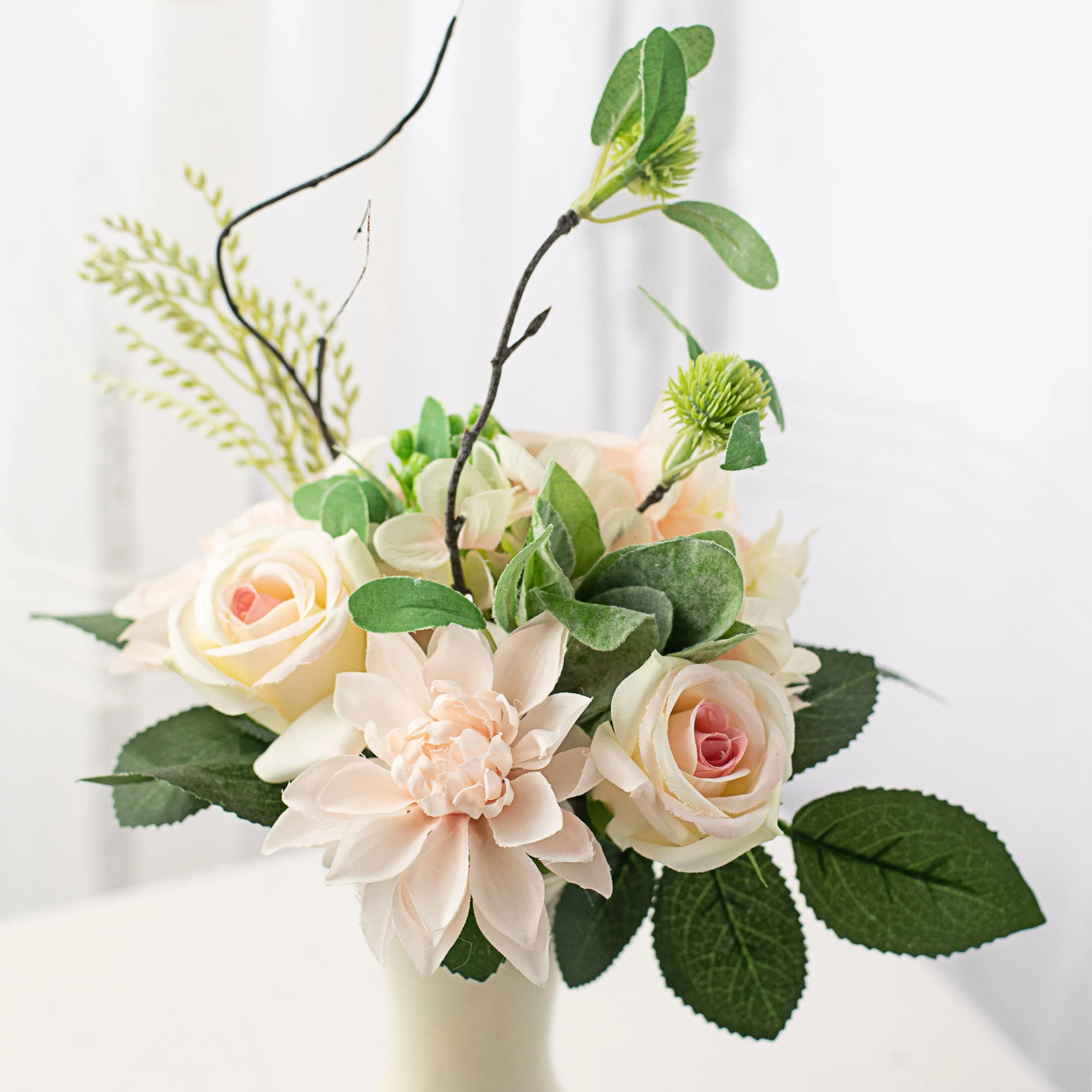 12" Rose Hydrangea Dahlia Bundle: Blush