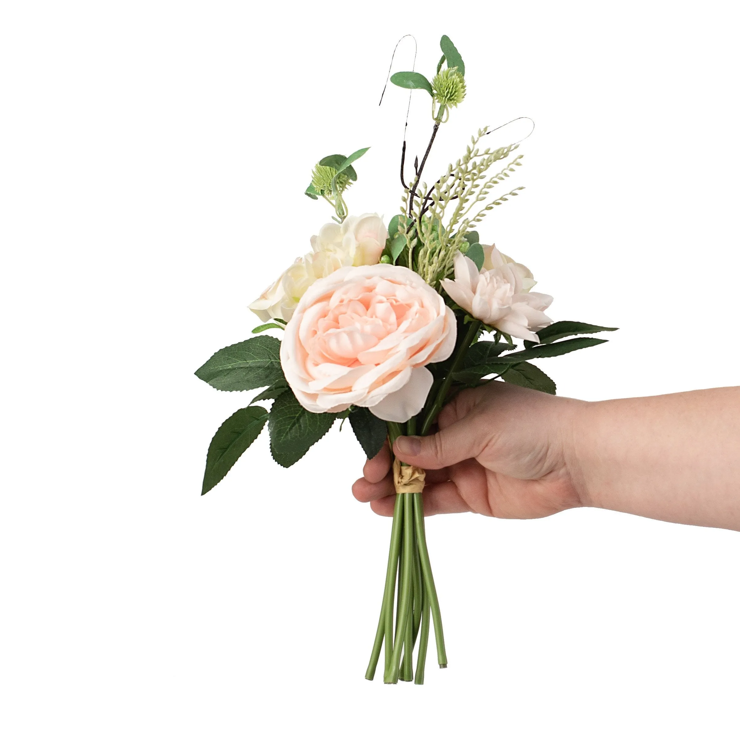 12" Rose Hydrangea Dahlia Bundle: Blush