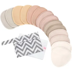 14-Pack Organic Nursing Pads - Washable Breast Pads for Breastfeeding, Nursing Bra Nipple Pads for Breastfeeding, Pumping Bra Reusable Breast Pads, Maternity Breastfeeding Bra Pads (Neutrals, L 4.8") Neutrals Large 4.8"