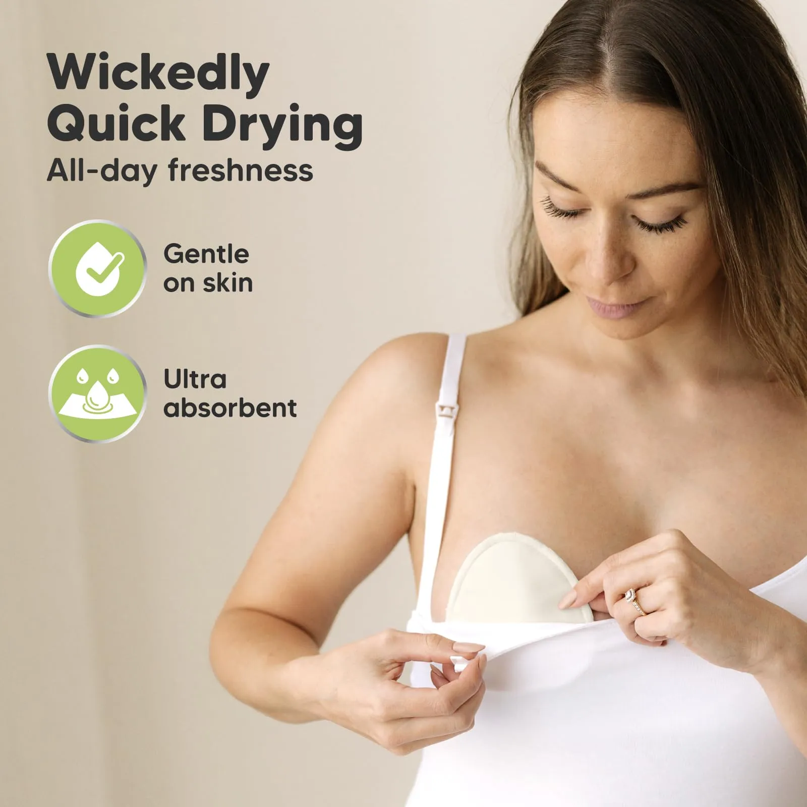 14-Pack Organic Nursing Pads - Washable Breast Pads for Breastfeeding, Nursing Bra Nipple Pads for Breastfeeding, Pumping Bra Reusable Breast Pads, Maternity Breastfeeding Bra Pads (Neutrals, L 4.8") Neutrals Large 4.8"