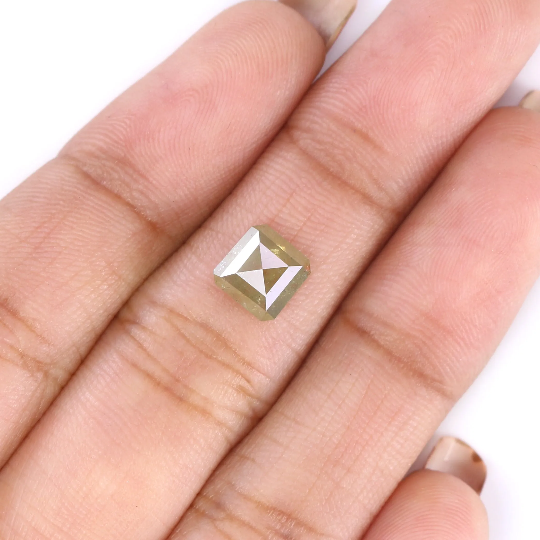 1.47 CT Natural Loose Radiant Shape Diamond Yellow Color Radiant Cut Diamond 6.40 MM Natural Grey Color Radiant Rose Cut Diamond LQ9427