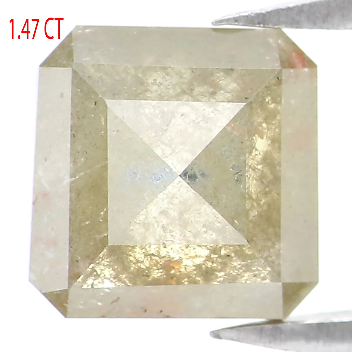1.47 CT Natural Loose Radiant Shape Diamond Yellow Color Radiant Cut Diamond 6.40 MM Natural Grey Color Radiant Rose Cut Diamond LQ9427