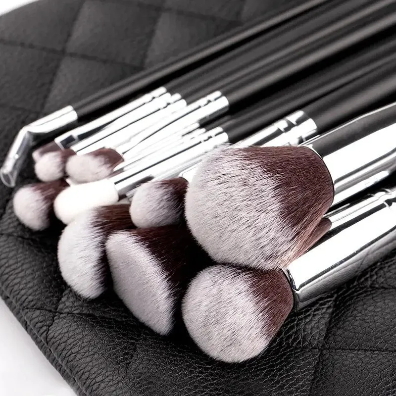 15Pcs Makeup Brush Set Kabuki Foundation Blending Blush Eyeshadow Eyeliner Powder Eyebrow Concealer Brushes Kit
