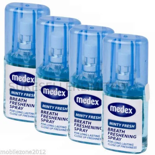 18 X New Medex Mint Freshener Mouth Bad Breath Long Lasting Minty Fresh Compact Pack Handbag Size Instant Refreshing Spray 20ml