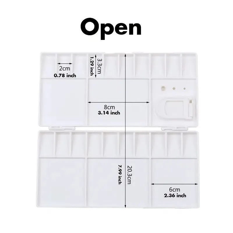 1pc Creative Art Palette Plastic New Small Watercolor Flip Paint Box Painting Tools Art Supplies | White