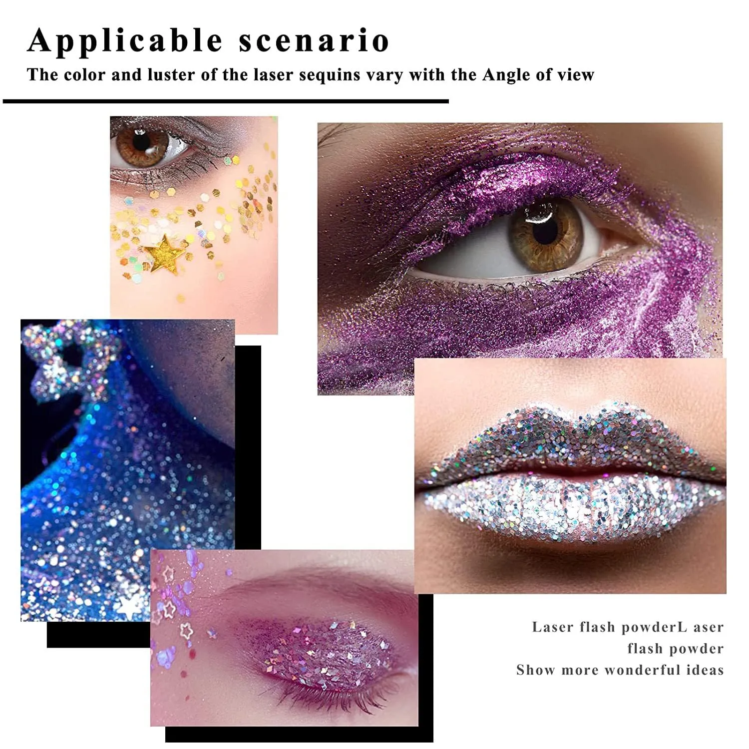 2 Pcs Body Glitter Gel, Neon Outfit Glow Party for Face and Body Hair Face Nail Glitter Stick Makeup.(06-White Moonbeam)