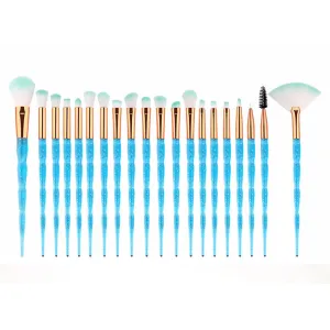 20Pcs Transparent Unicorn Diamond Eyeshadow Eyeliner Blending Makeup Brushes Set 