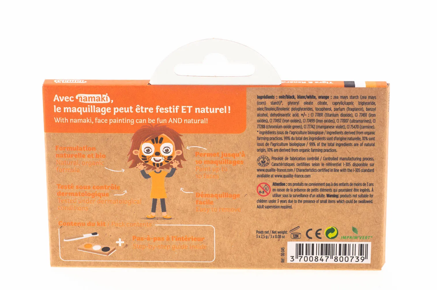 3 colors face painting kit « Tiger & Fox »