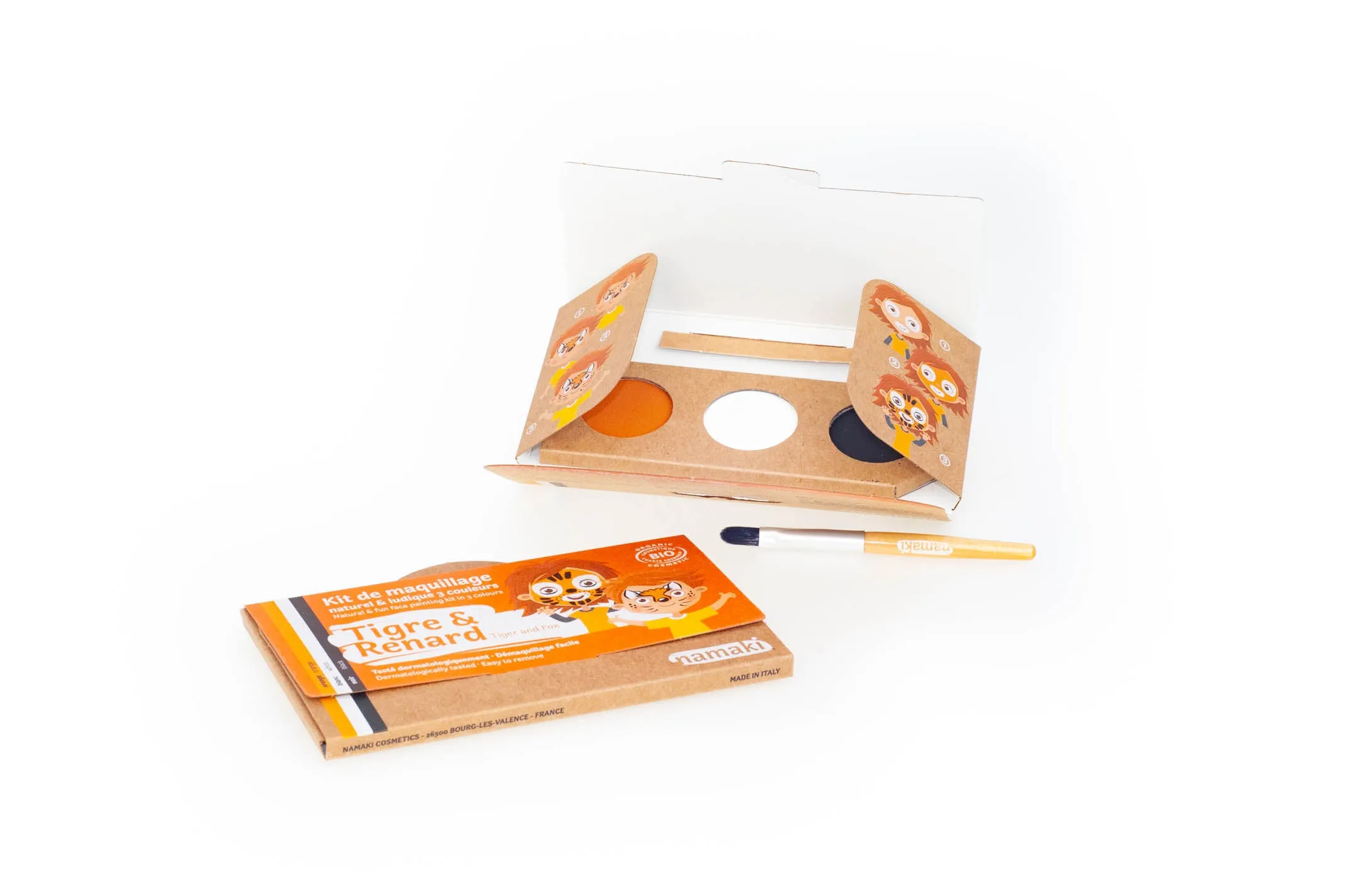 3 colors face painting kit « Tiger & Fox »