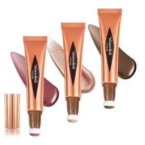 3 Pcs  Liquid Beauty Stick, Highlighter Makeup, Blush Stick, Liquid Highlighter, Contour Stickmultifunctional Beauty Stick，Beauty Cream with Cushion Applicator (02# 04# 06#)