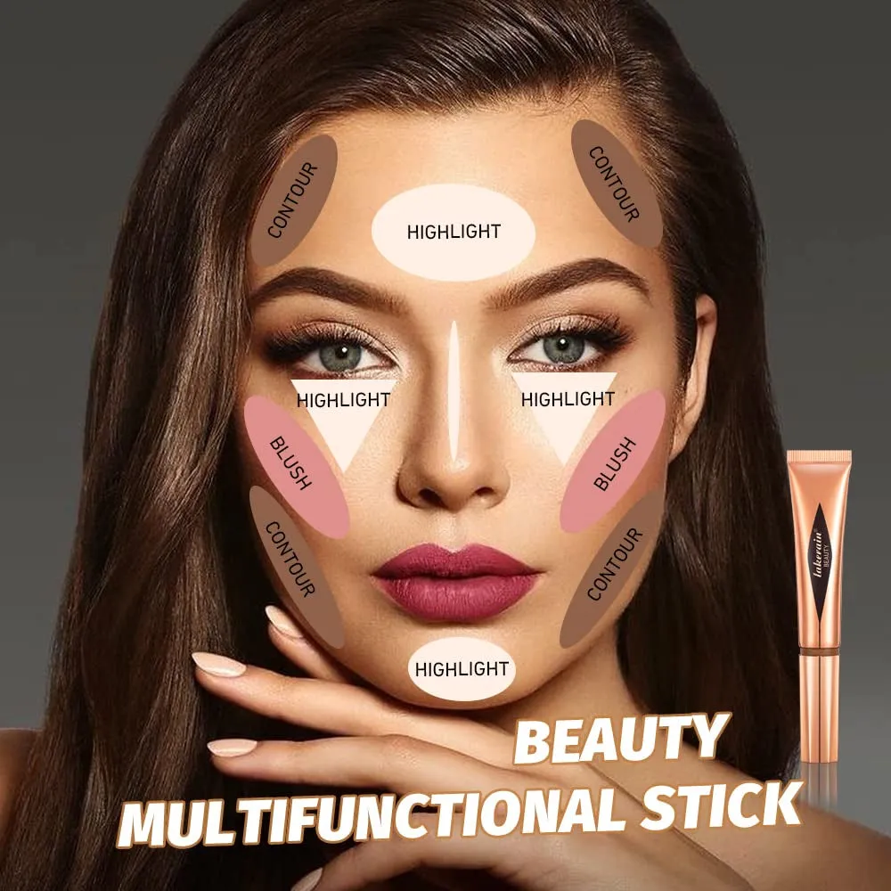 3 Pcs  Liquid Beauty Stick, Highlighter Makeup, Blush Stick, Liquid Highlighter, Contour Stickmultifunctional Beauty Stick，Beauty Cream with Cushion Applicator (02# 04# 06#)