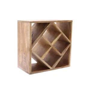 4-Bottle Mango Wood Diamond Design Wine Rack