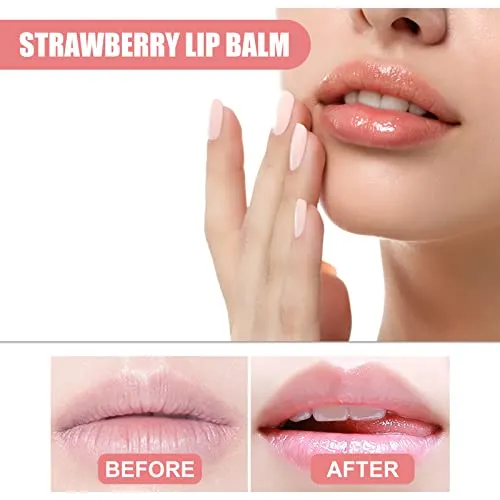 4 Pcs Lip Balm, Honey & Strawberry Hydrating Lip Mask, Reduces Lip Lines Prevention Dry and Cracked Lip Exfoliator Lip Balm. (2 Pcs Honey &2 Pcs Strawberry)