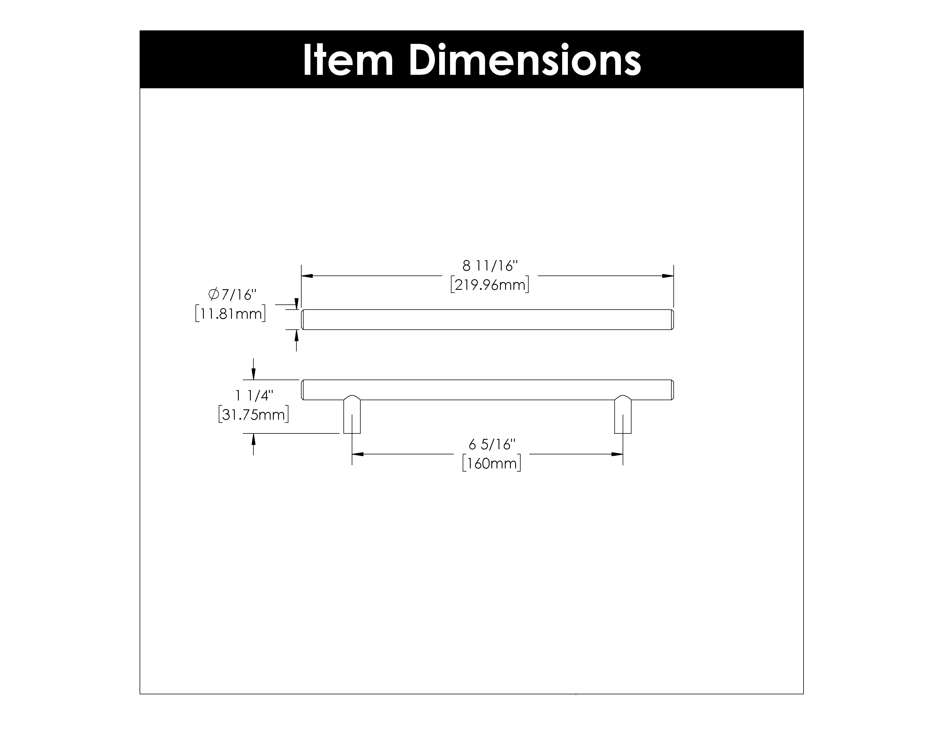 6-5/16 inch (160mm) Center to Center Bar Pull Cabinet Pull