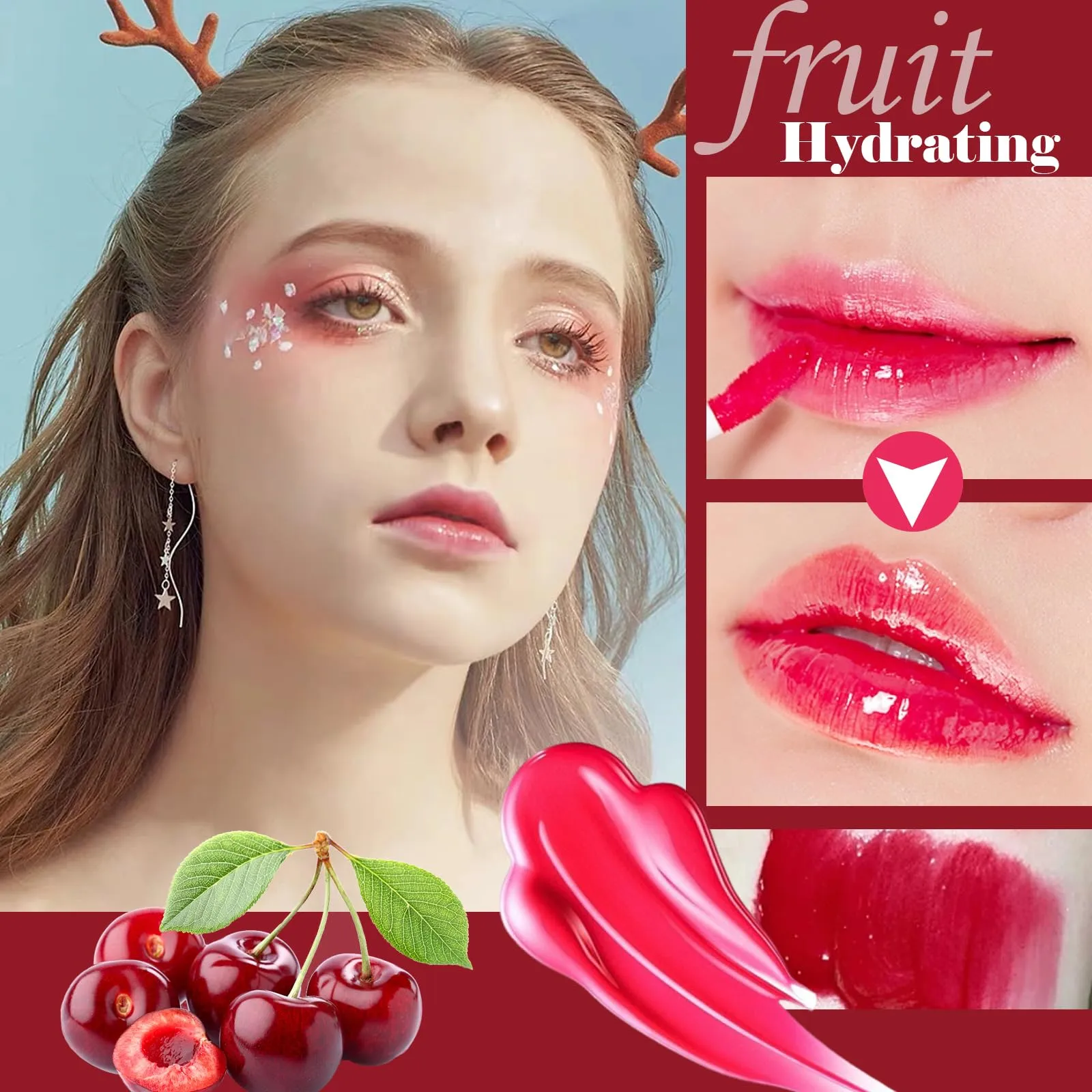 6 Colors Lip Tint Stain Set, Korean Lip Gloss Plumping Lip Tint Moisturizing Watery Mini Liquid Lipstick, Multi-use Cheek and Lip Tint, Long Lasting,Non-Stick Cup Lip Makeup