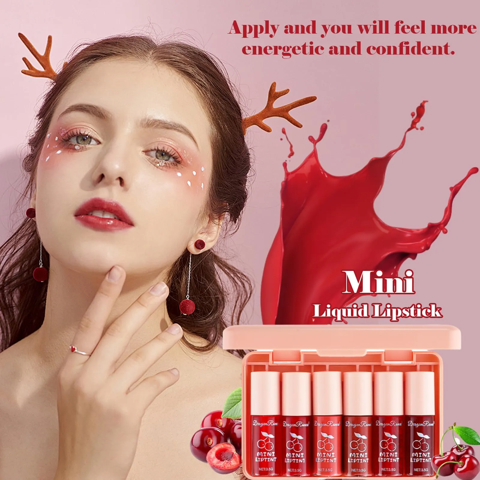 6 Colors Lip Tint Stain Set, Korean Lip Gloss Plumping Lip Tint Moisturizing Watery Mini Liquid Lipstick, Multi-use Cheek and Lip Tint, Long Lasting,Non-Stick Cup Lip Makeup