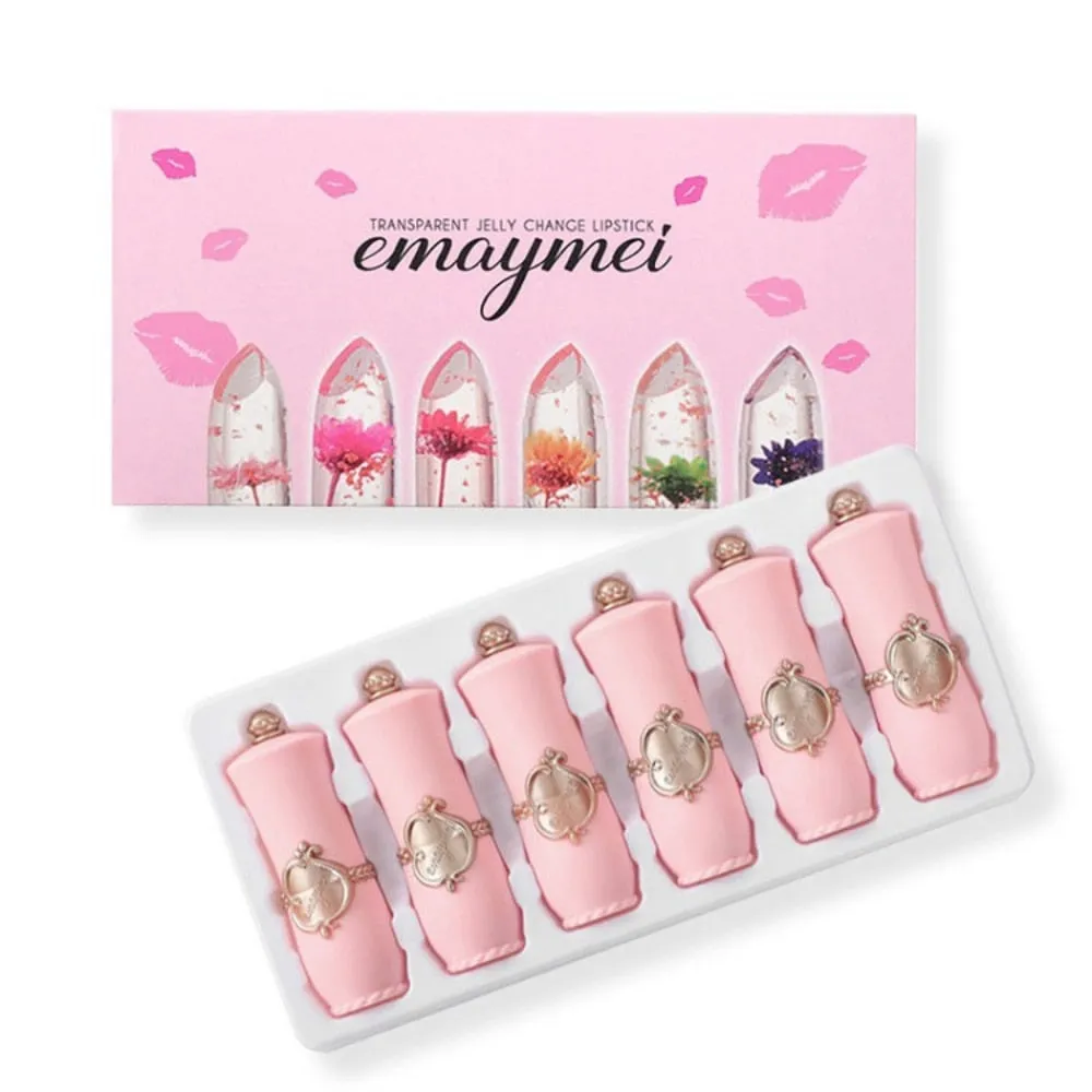 6-pack Transparent Moisturizing Jelly Lipstick Moisturizing Color Changing Lipstick Set Wholesale Make Up  Matte Lipstick