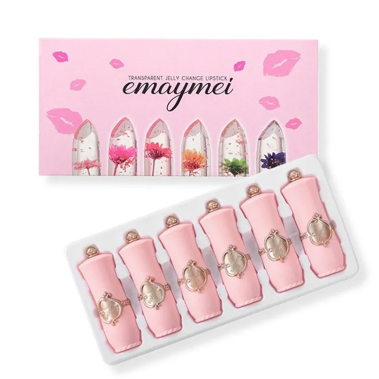6-pack Transparent Moisturizing Jelly Lipstick Moisturizing Color Changing Lipstick Set Wholesale Make Up  Matte Lipstick