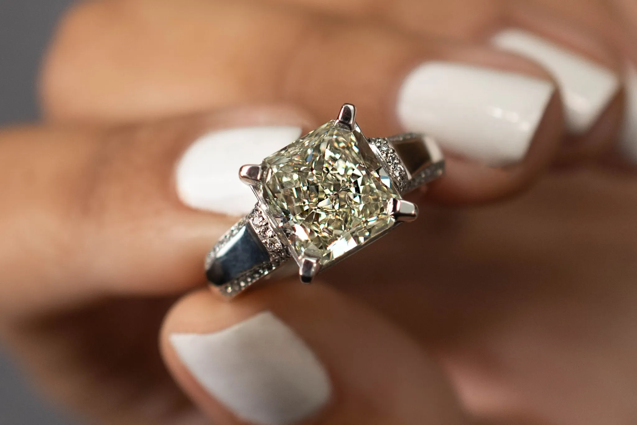 6.41 carat Radiant Diamond Ring.
