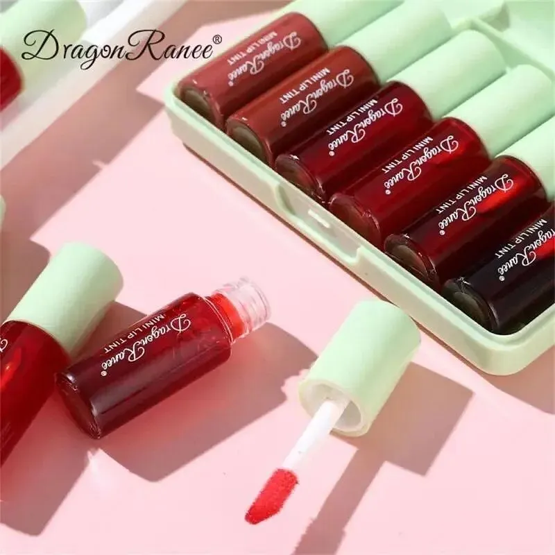 6pcs Avocado Mini Mirror Water Lip Gloss Waterproof & Long Lasting Lip Tint