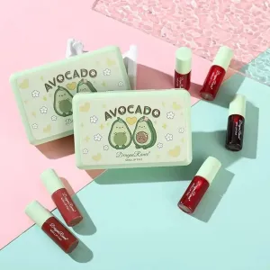 6pcs Avocado Mini Mirror Water Lip Gloss Waterproof & Long Lasting Lip Tint
