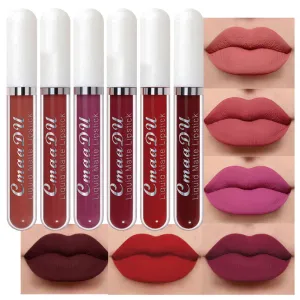 6Pcs Matte Liquid Lipstick Set Lip Stain Makeup,CmaaDu 24 Hour Long Lasting Waterproof Dark Red Matte Matt Lipsticks Lip Gloss Sets for Women Matt Liquid Lippies labiales matte larga duracion 24 Set03