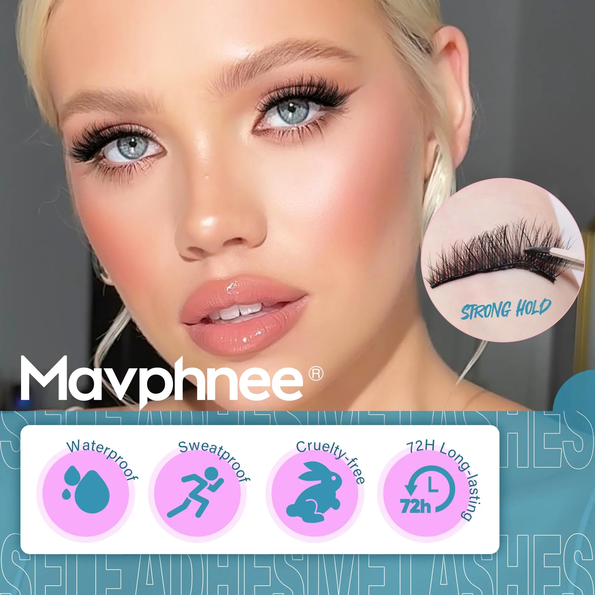 7 Pairs Self Adhesive Eyelashes Reusable Self Adhesive Lashes Natural Look Cat Eye Lashes For Beginners Wispy No Glue Eye Lashes Pack by Mavphnee