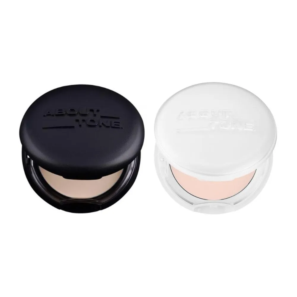 [ABOUT TONE] Blur Powder Pact (04 TAN)   Sebum Cut Powder Pact BUNDLE SET/Pressed Powder Pact with Mirror and Puff, Face Makeup Setting Powder, Finishing Powder with Sebum Control, Vegan