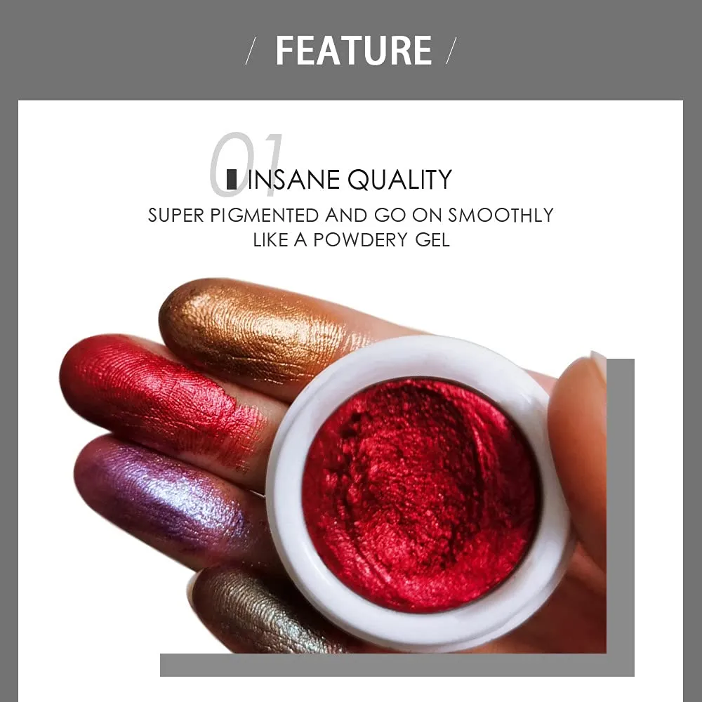 AKARY 12 Colors Glitter Eyeshadow, Mashed Potato Pearlescent Monochrome Eyeshadow, Highly Pigmented Eye Makeup Cosmetics Gift for Women And Girls Eye Brightening Flash Powder (#02 Fuchsia)