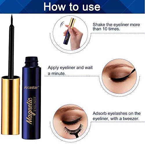 Alcastar Magnetic Eyelashes,Magnetic Eyelashes Natural Look,Magnetic Eyeliner Eyelash Kit,Magnetic Lashes Mink,Waterproof, Long Lasting, Magnetic,Easy to Apply, (Kit-A4: 10 paris 4 tubes)
