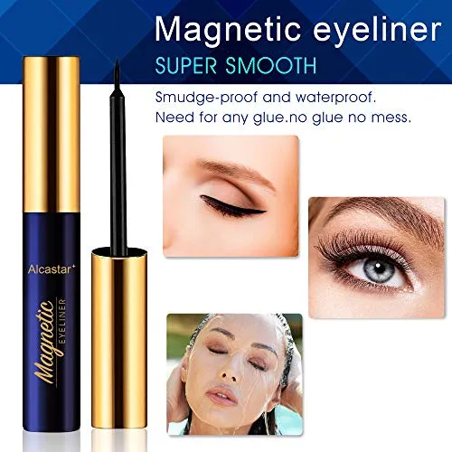 Alcastar Magnetic Eyelashes,Magnetic Eyelashes Natural Look,Magnetic Eyeliner Eyelash Kit,Magnetic Lashes Mink,Waterproof, Long Lasting, Magnetic,Easy to Apply, (Kit-A4: 10 paris 4 tubes)