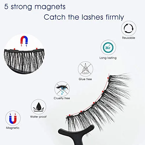 Alcastar Magnetic Eyelashes,Magnetic Eyelashes Natural Look,Magnetic Eyeliner Eyelash Kit,Magnetic Lashes Mink,Waterproof, Long Lasting, Magnetic,Easy to Apply, (Kit-A4: 10 paris 4 tubes)