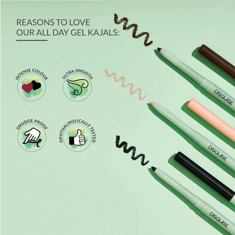 All Day Gel Kajal Black Onyx   Deep Black Eyeliner Combo