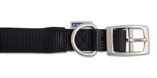Ancol Viva Nylon Padded Buckle Collar Black 25mm X55-63cm Sz 8