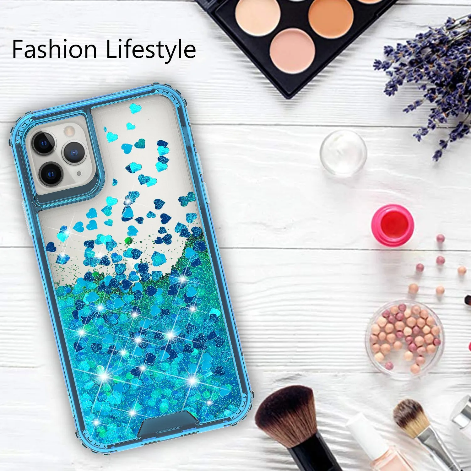 Apple iPhone 11 Case,Hard Clear Glitter Sparkle Flowing Liquid Heavy Duty Shockproof Three Layer Protective Bling Girls Women Cases for Apple iPhone 11 - Teal