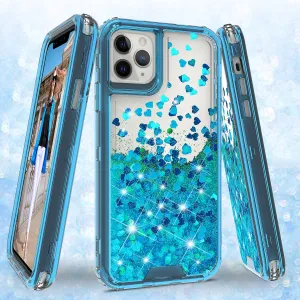 Apple iPhone 11 Case,Hard Clear Glitter Sparkle Flowing Liquid Heavy Duty Shockproof Three Layer Protective Bling Girls Women Cases for Apple iPhone 11 - Teal