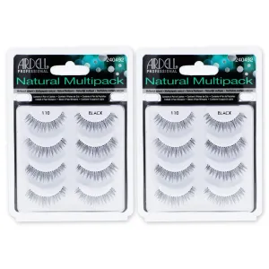 Ardell Natural Multipack False Eyelashes 110 - Black, Lightweight Lashes for Everyday Wear, Comfortable Invisiband Strip Lashes, 2 Pack