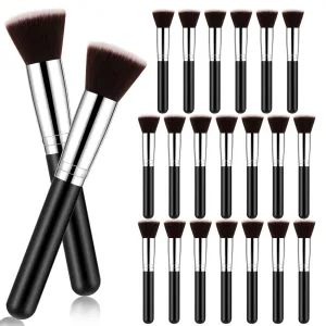 Baderke 20 Pcs Flat Top Foundation Brush Kabuki Cosmetics Synthetic Dense Makeup Brush for Liquid, Cream, Powder Flawless Face Blush Brush for Blending, Buffing, Stippling Face Makeup Tools