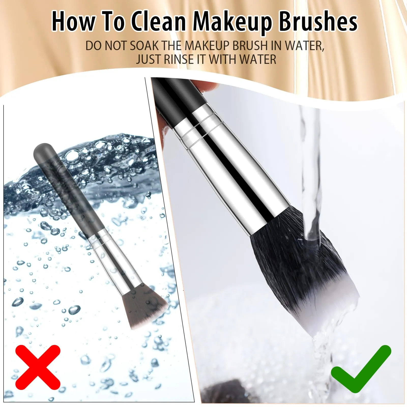 Baderke 20 Pcs Flat Top Foundation Brush Kabuki Cosmetics Synthetic Dense Makeup Brush for Liquid, Cream, Powder Flawless Face Blush Brush for Blending, Buffing, Stippling Face Makeup Tools