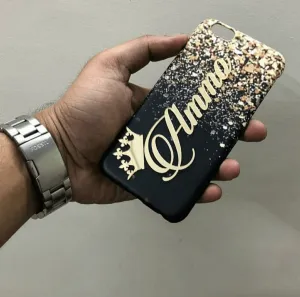 Black Glitter Print 4D name case