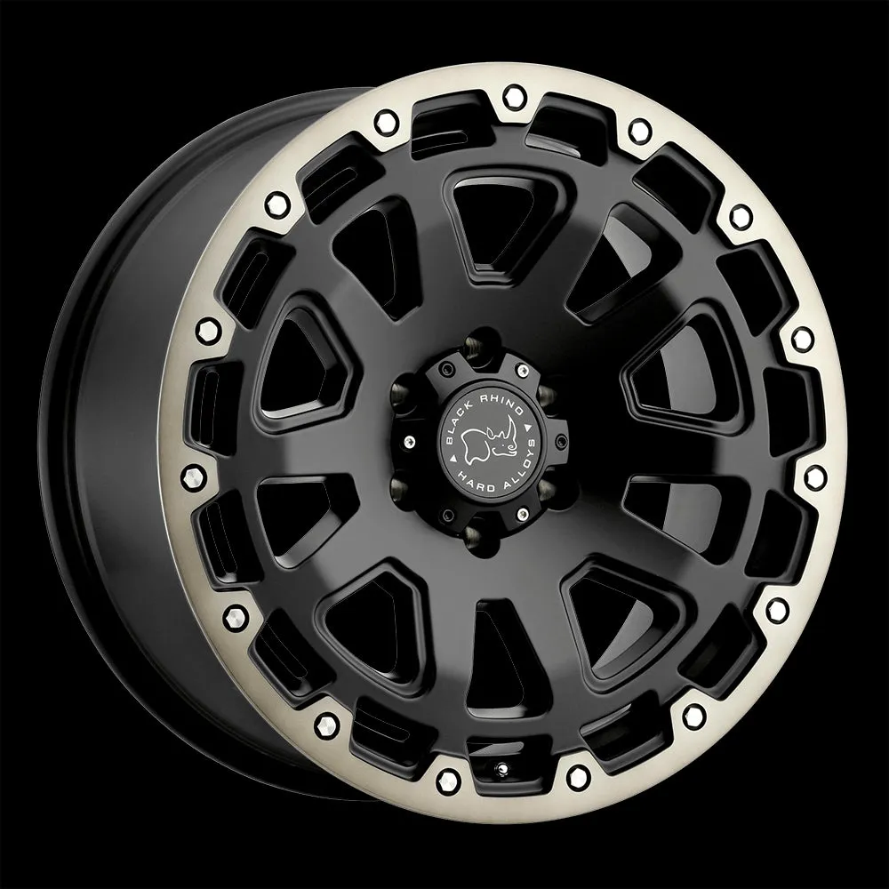 Black Rhino Razorback 20X12 8X180 -44 mm Matte Black W/ Machined Dark Tint Lip