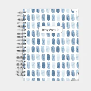 Blue Watercolor Brush Strokes | All-In-One Planner (Daily, Weekly & Monthly)