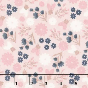 Blush - Floral Pink Sparkle Yardage