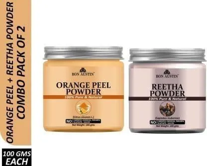 Bon Austin Orange Peel & Reetha Face Mask Powder (Pack Of 2)
