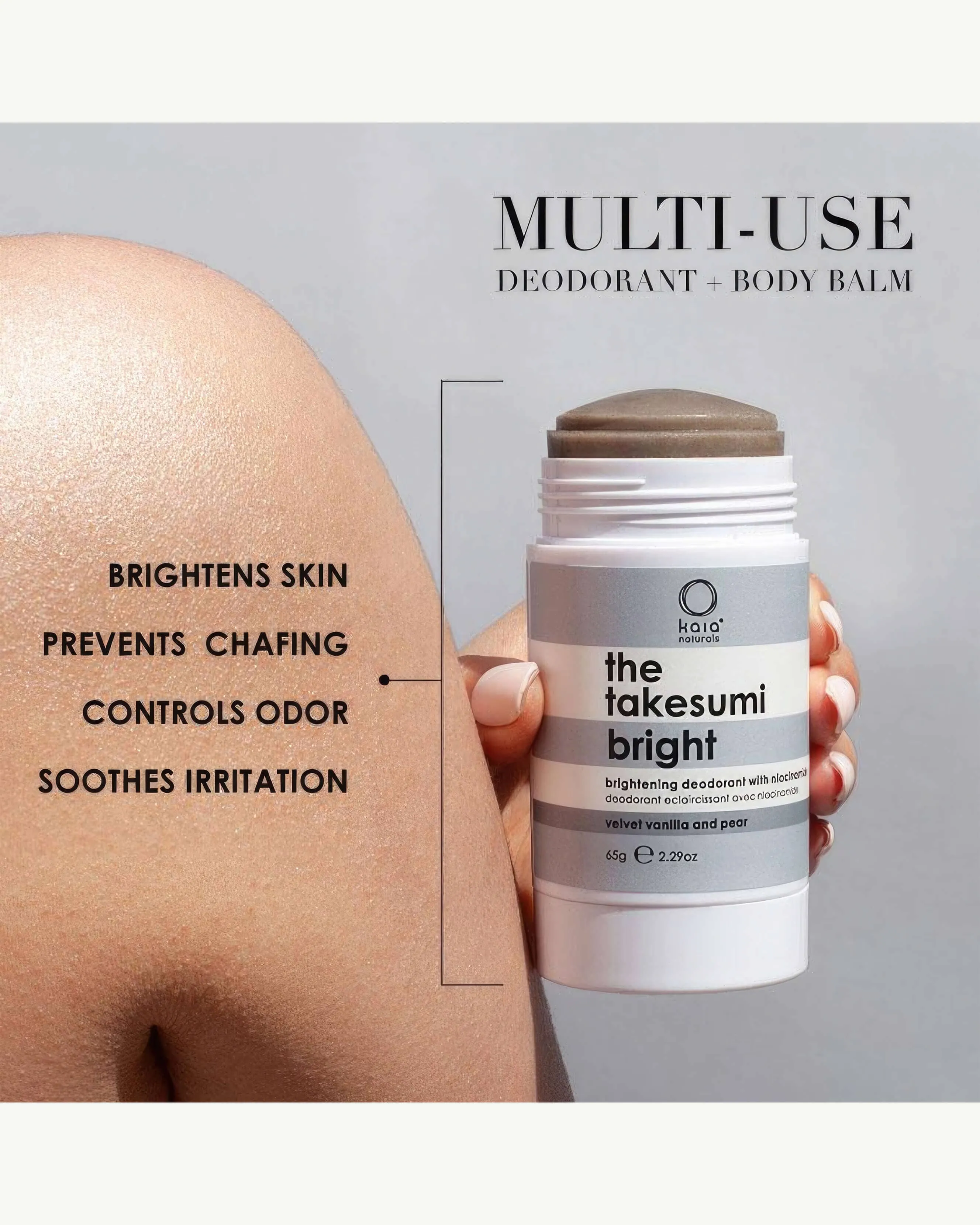 Brightening Deodorant   Body Balm with Niacinamide Velvet Vanilla and Pear