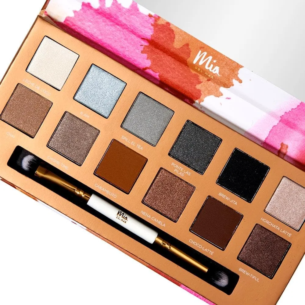 Cafecito Eyeshadow Palette   Dual Ended Brush