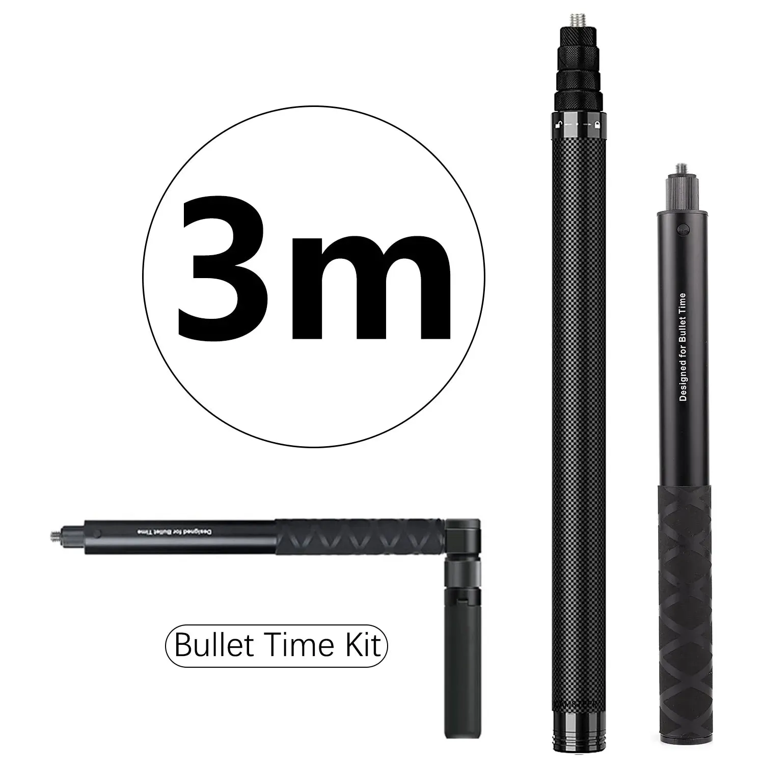 Carbon Fiber Selfie Stick -  Bullet Time Rotating Handle